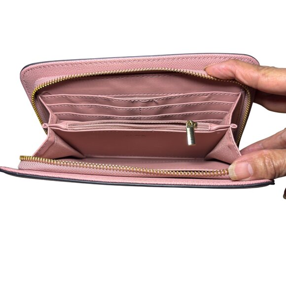 New Aldo Zip-Around Wallet Pocketbook With Multiple Card Slots Pink Beige NWOT - Picture 2 of 11